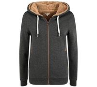 OXMO OXVicky Pile Sweat Zip-Hoodie Damen Sweatjacke Cardigan Sweatshirtjacke mit Teddy-Futter Reißverschluss Eingrifftaschen Regular fit, Größe:XS, Farbe:DAR Grey M (798288)