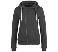 OXMO OXVicky Sweat Zip-Hoodie Damen Sweatjacke Kapuzenjacke Hoodie mit Kapuze Kordel Reißverschluss Eingrifftaschen Regular fit, Größe:M, Farbe:DAR Grey M (798288)