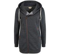 OXMO OXVicky Sweat Zip-Hoodie Damen Sweatjacke Kapuzenjacke Hoodie mit Kapuze Kordel Reißverschluss Eingrifftaschen Regular fit, Größe:S, Farbe:DAR Grey M (798288)