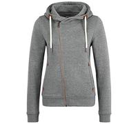 OXMO Vicky Damen Sweatjacke Kapuzenjacke Hoodie mit Kapuze, Größe:L, Farbe:GREY MEL (7982363)