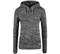 OXMO Philla Damen Strickpullover Kapuzenpullover Grobstrick Pullover mit Kapuze 100% Baumwolle Regular fit, Größe:M, Farbe:Black (799000)