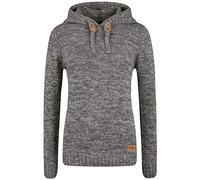 OXMO Philla Damen Strickpullover Kapuzenpullover Grobstrick Pullover mit Kapuze 100% Baumwolle Regular fit, Größe:M, Farbe:Dark Grey (792890)