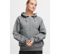 Kapuzensweatjacke OXMO "Kapuzensweatjacke OXAndrea", Damen, Gr. L, grau (medium grau melange), Obermaterial: 55% Polyester PES. 45% Baumwolle CO., Sweatjacken (51033514-L) medium grau melange