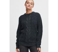 Strickfleece-Pullover OXMO "Strickpullover OXNatasja", Damen, Gr. L, blau (total eclipse melange), Obermaterial: 85% Polyacryl PAN. 15% Wolle WO., Pullover (25249168-L) total eclipse melange