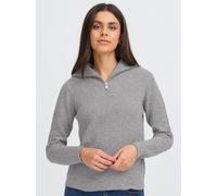 Troyer OXMO "Troyer OXMolara", Damen, Gr. XS, grau (mid grau melange), Obermaterial: 93% Polyester PES. 5% Wolle mw. 2% Elasthan EL., Pullover Troyer (67441544-XS) mid grau melange