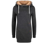 OXMO Vicky Pile Hood Long Damen Langer Kapuzenpullover Hoodie Pullover Mit Kapuze Und Teddy-Futter, Größe:S, Farbe:D GRE PIL (7982882)