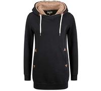 OXMO Vicky Pile Hood Long Damen Langer Kapuzenpullover Hoodie Pullover Mit Kapuze Und Teddy-Futter, Größe:S, Farbe:Black PIL (7990002)