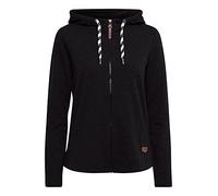 OXMO Wanda Damen Sweatjacke Cardigan Sweatshirtjacke mit Kapuze, Größe:S, Farbe:Black (799000)