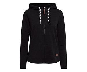 OXMO Wanda Damen Sweatjacke Cardigan Sweatshirtjacke mit Kapuze, Größe:S, Farbe:Black (799000)