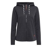 OXMO Wanda Damen Sweatjacke Cardigan Sweatshirtjacke mit Kapuze, Größe:S, Farbe:DAR Grey M (798288)