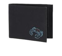 Oxmox Geldbörse Herren klein/Portemonnaie Damen klein | Wallet mit RFID Schutz | New Cryptan (Vegan) | Pocketbörse Querformat | schwarz | Crab Print Cyan