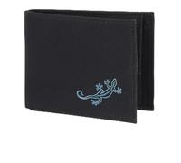 Oxmox Geldbörse Herren klein/Portemonnaie Damen klein | Wallet mit RFID Schutz | New Cryptan (Vegan) | Pocketbörse Querformat | schwarz | Lizard 2.0 Print Cyan