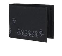 Oxmox Geldbörse Herren klein/Portemonnaie Damen klein | Wallet mit RFID Schutz | New Cryptan (Vegan) | Pocketbörse Querformat | schwarz | Jumping Jack 2.0 Print Grey