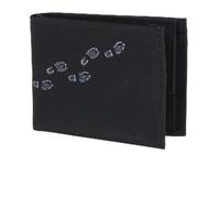 Oxmox Geldbörse Herren klein/Portemonnaie Damen klein | Wallet mit RFID Schutz | New Cryptan (Vegan) | Pocketbörse Querformat | schwarz | Footsteps 2.0 Print Grey