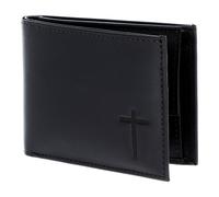 Oxmox Leder Geldbörse Leather RFID Protect Pocketbörse Freedom Cross Embossed Black schwarz