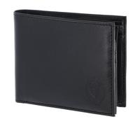 Oxmox Leder Geldbörse Leather RFID Protect Querscheinbörse Freedom Lion Embossed Black schwarz