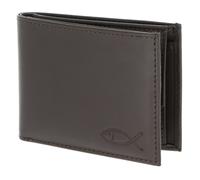 oxmox Leather RFID Protect Pocketbörse Freedom Fish Embossed Brown