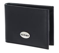 Oxmox Leder Geldbörse Leather RFID Protect Pocketbörse Pure Metal Round Black schwarz