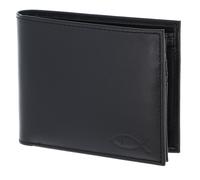 oxmox Leather RFID Protect Querscheinbörse Freedom Fish Embossed Black