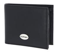 Oxmox Leder Geldbörse Leather Querscheinbörse Pure Metal Round Black schwarz