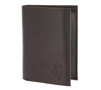 Oxmox Leder Geldbörse Leather RFID Protect Kombibörse Freedom Anchor Embossed Brown Dunkelbraun