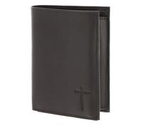 Oxmox Leder Geldbörse Leather RFID Protect Kombibörse Freedom Cross Embossed Brown Dunkelbraun