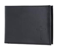 Oxmox Leder Geldbörse Leather RFID Protect Pocketbörse Freedom Cross Embossed Black schwarz