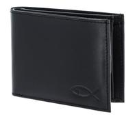 Oxmox Leder Geldbörse Leather RFID Protect Pocketbörse Freedom Fish Embossed Black schwarz