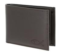 oxmox Leather RFID Protect Pocketbörse Freedom Fish Embossed Brown