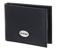 Oxmox Leder Geldbörse Leather RFID Protect Pocketbörse Pure Metal Round Black schwarz