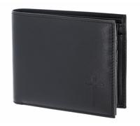 Oxmox Leder Geldbörse Leather RFID Protect Querscheinbörse Freedom Cross Embossed Black schwarz
