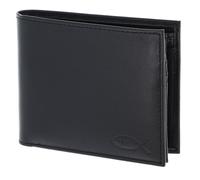 oxmox Leather RFID Protect Querscheinbörse Freedom Fish Embossed Black