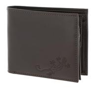 Oxmox Leder Geldbörse Leather RFID Protect Querscheinbörse Lizard Embossed Brown Dunkelbraun