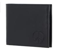 Oxmox Leder Geldbörse Leather RFID Protect Querscheinbörse Peace schwarz