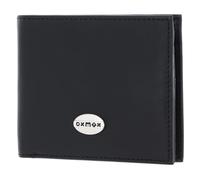 Oxmox Leder Geldbörse Leather RFID Protect Querscheinbörse Pure Metal Round Black schwarz