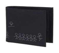 Oxmox Geldbörse Herren klein/Portemonnaie Damen klein | Wallet mit RFID Schutz | New Cryptan (Vegan) | Pocketbörse Querformat | schwarz | Jumping Jack 2.0 Print Grey