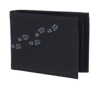 Oxmox Geldbörse Herren klein/Portemonnaie Damen klein | Wallet mit RFID Schutz | New Cryptan (Vegan) | Pocketbörse Querformat | schwarz | Footsteps 2.0 Print Grey