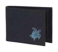 Oxmox Geldbörse Herren klein/Portemonnaie Damen klein | Wallet mit RFID Schutz | New Cryptan (Vegan) | Pocketbörse Querformat | schwarz | Turtle 2.0 Print Cyan
