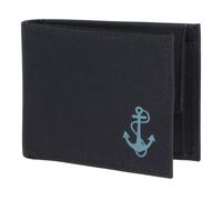 Oxmox Geldbörse Herren klein/Portemonnaie Damen klein | Wallet mit RFID Schutz | New Cryptan (Vegan) | Pocketbörse Querformat | schwarz | Freedom Anchor Print Cyan