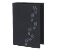 Oxmox Geldbörse Herren/Portemonnaie Damen | Wallet mit RFID Schutz | New Cryptan (Vegan) | 8 Kreditkartenfächer | Kombibörse Hochformat | schwarz | Footsteps Print Grey