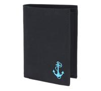 Oxmox Geldbörse Herren/Portemonnaie Damen | Wallet mit RFID Schutz | New Cryptan (Vegan) | 8 Kreditkartenfächer | Kombibörse Hochformat | schwarz | Freedom Anchor Print Cyan