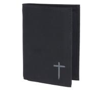 Oxmox Geldbörse Herren/Portemonnaie Damen | Wallet mit RFID Schutz | New Cryptan (Vegan) | 8 Kreditkartenfächer | Kombibörse Hochformat | schwarz | Freedom Cross Print Grey