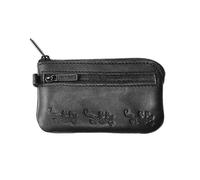 Oxmox Leder Schlüsselmäppchen Leather Keyholder Lizard Embossed Black schwarz