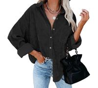 Oxtxuzdm Damenjacken Lässige Hemdbluse Mit Tasche Übergroße Button Down Jacken Aus Weichem Cord Bequeme Langarm Oberteile Weiches Cordhemd