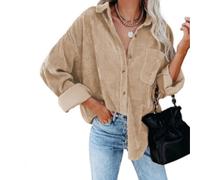Oxtxuzdm Damenjacken Lässige Hemdbluse Mit Tasche Übergroße Button Down Jacken Aus Weichem Cord Bequeme Langarm Oberteile Weiches Cordhemd