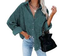 Oxtxuzdm Damenjacken Lässige Hemdbluse Mit Tasche Übergroße Button Down Jacken Aus Weichem Cord Bequeme Langarm Oberteile Weiches Cordhemd