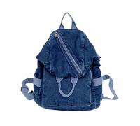 Oxtxuzdm Lässiger Denim-Rucksack für Damen und Herren, Retro-Schultasche, mehrere Taschen, Umhängetasche, große Handtasche, modisch, Schule, B