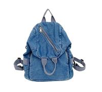Oxtxuzdm Lässiger Denim-Rucksack für Damen und Herren, Retro-Schultasche, mehrere Taschen, Umhängetasche, große Handtasche, modisch, Schule, hellblau