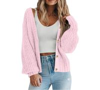 Oxxggkao Ärmel, Knopfleiste, kurze Strickjacke, gestrickt, V Ausschnitt, Strickwaren, lässig, lockere Passform, Oberbekleidung, Mantel, Ärmel