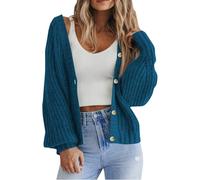 Oxxggkao Ärmel, Knopfleiste, kurze Strickjacke, gestrickt, V Ausschnitt, Strickwaren, lässig, lockere Passform, Oberbekleidung, Mantel, Ärmel